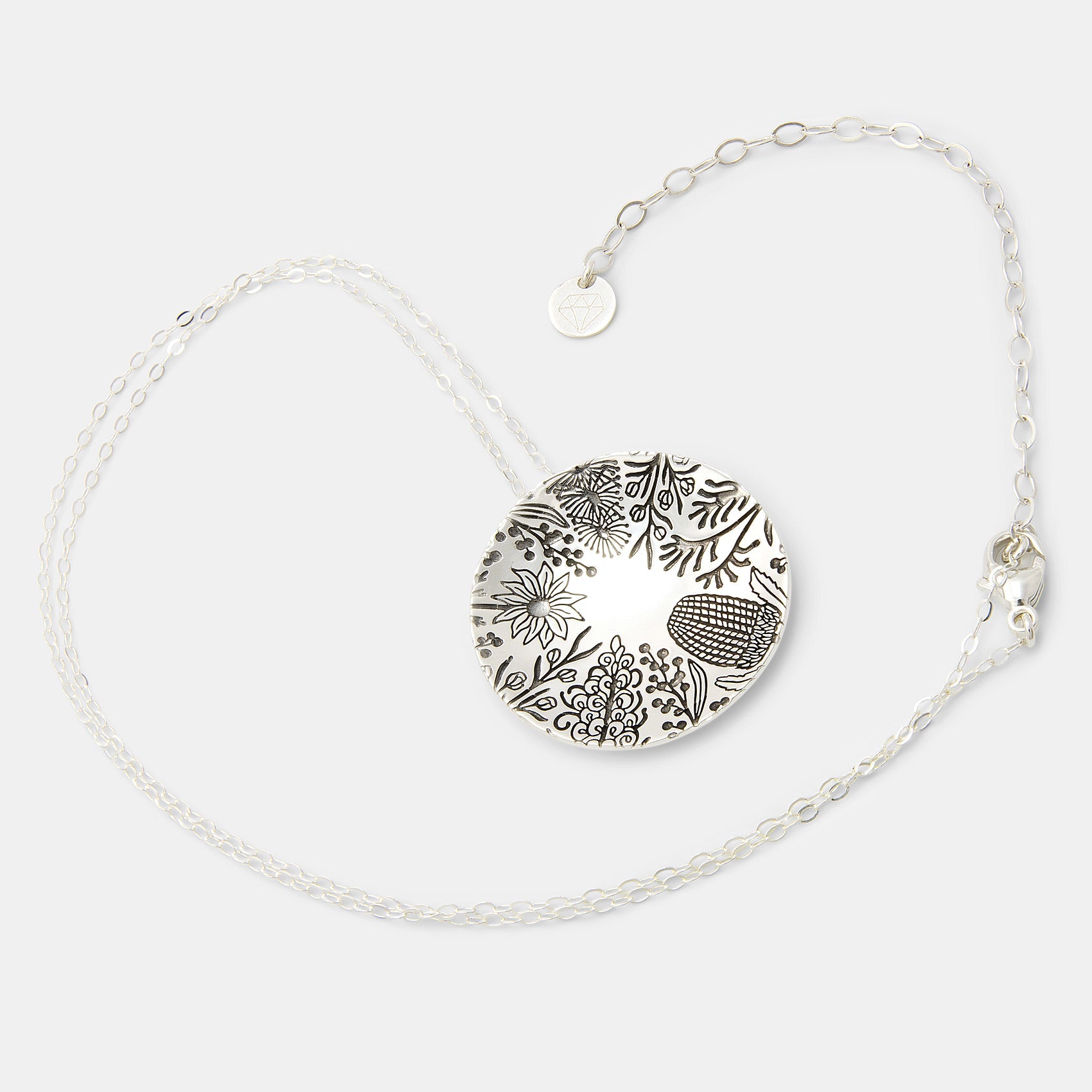 Australian Flora Pattern Pendant Necklace - Simone Walsh Jewellery Australia
