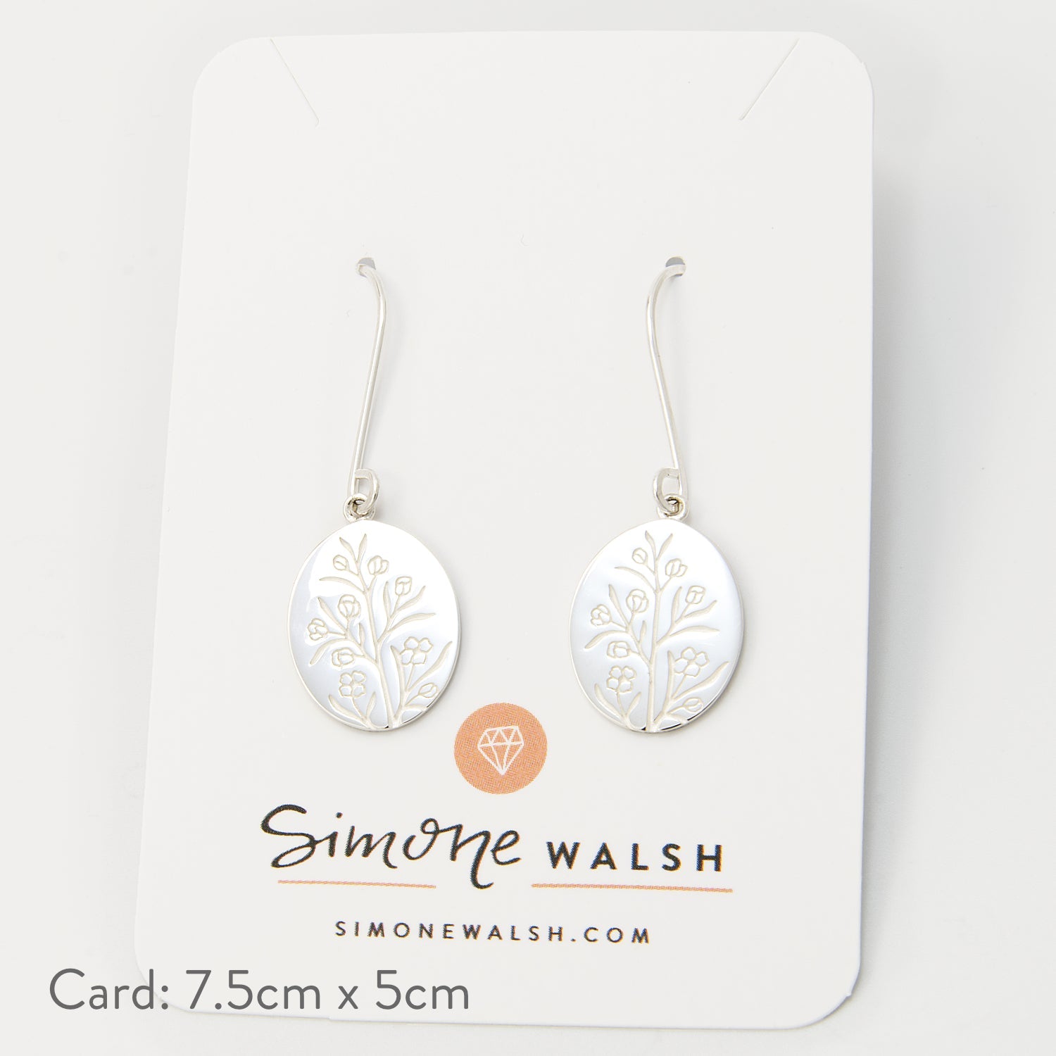 Boronia Oval Silver Drop Earrings - Simone Walsh Jewellery Australia