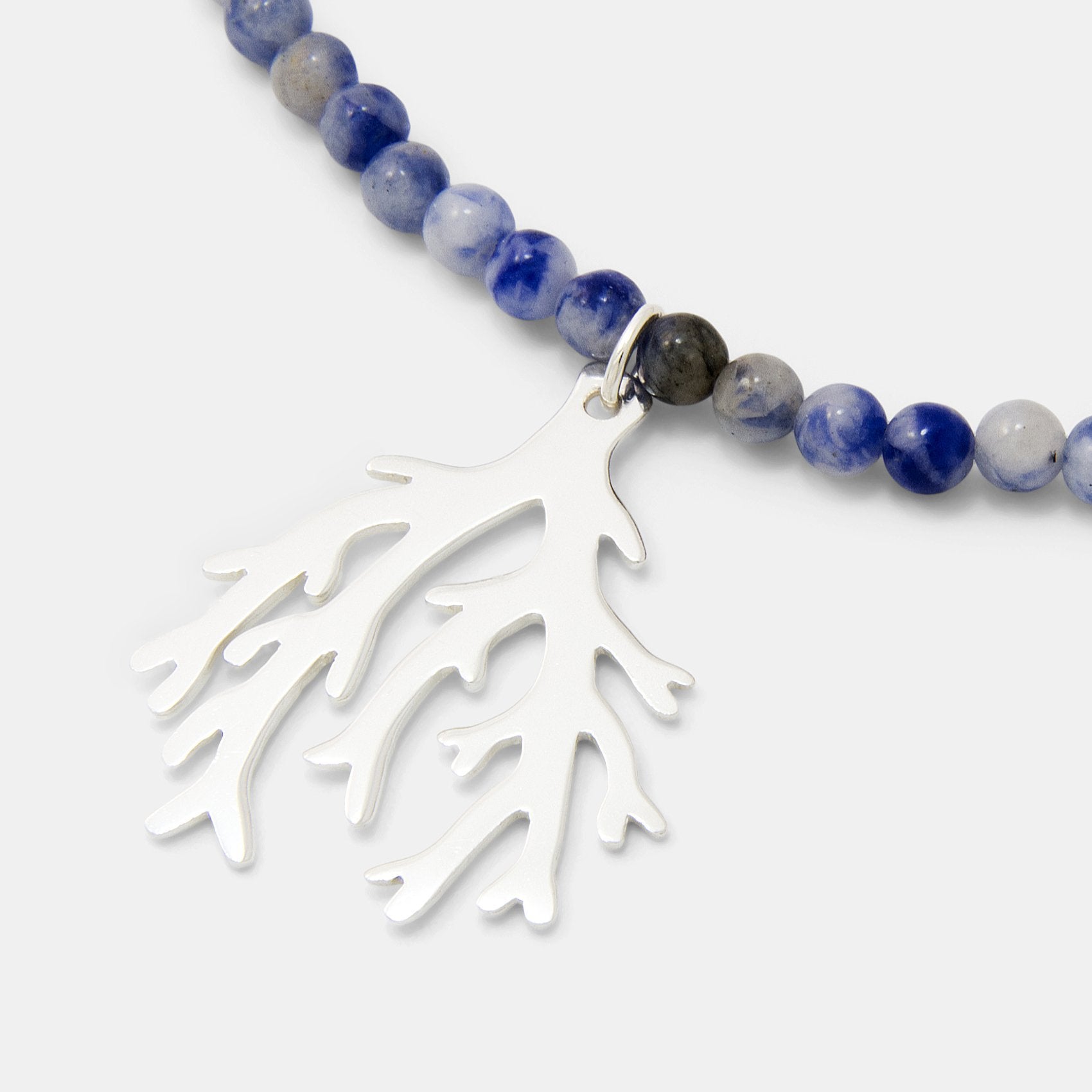 Branch coral on sodalite beaded necklace - Simone Walsh Jewellery Australia