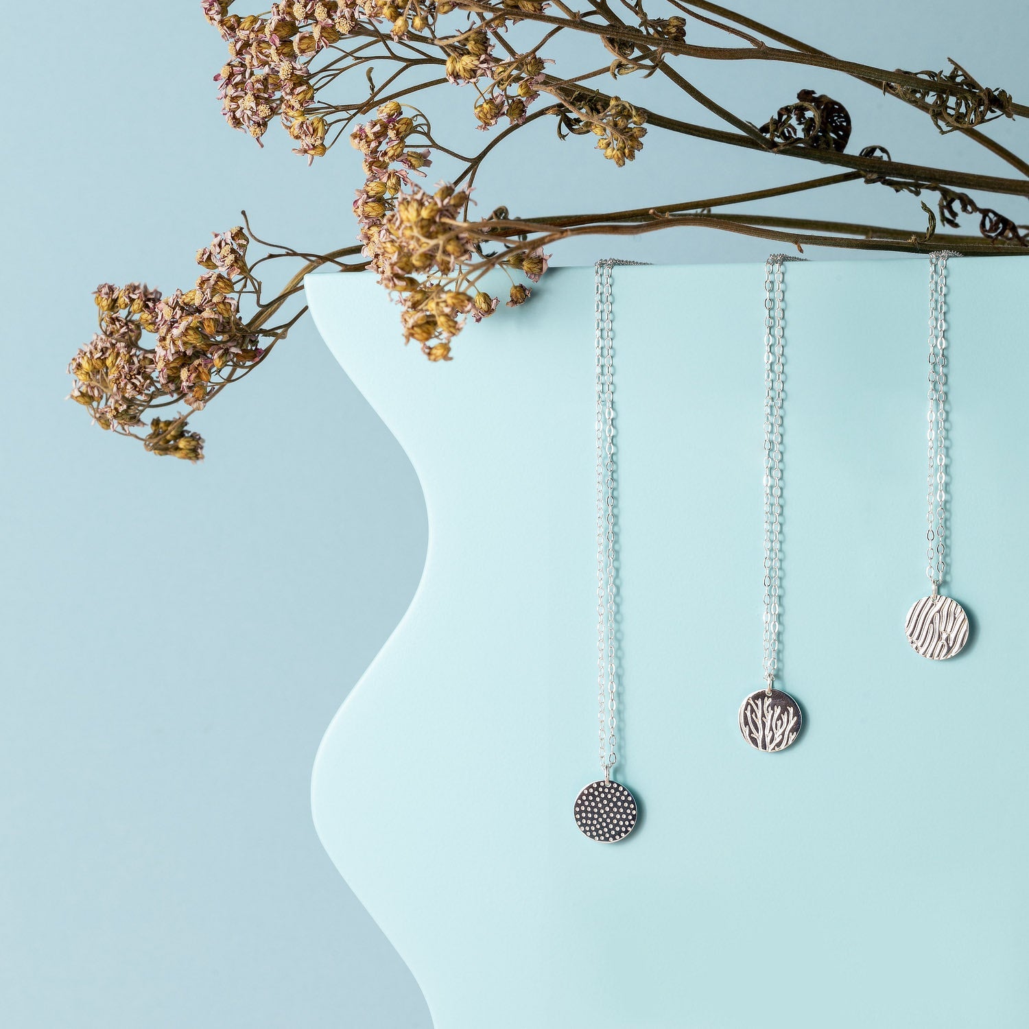 Dots texture silver pendant necklace - Simone Walsh Jewellery Australia