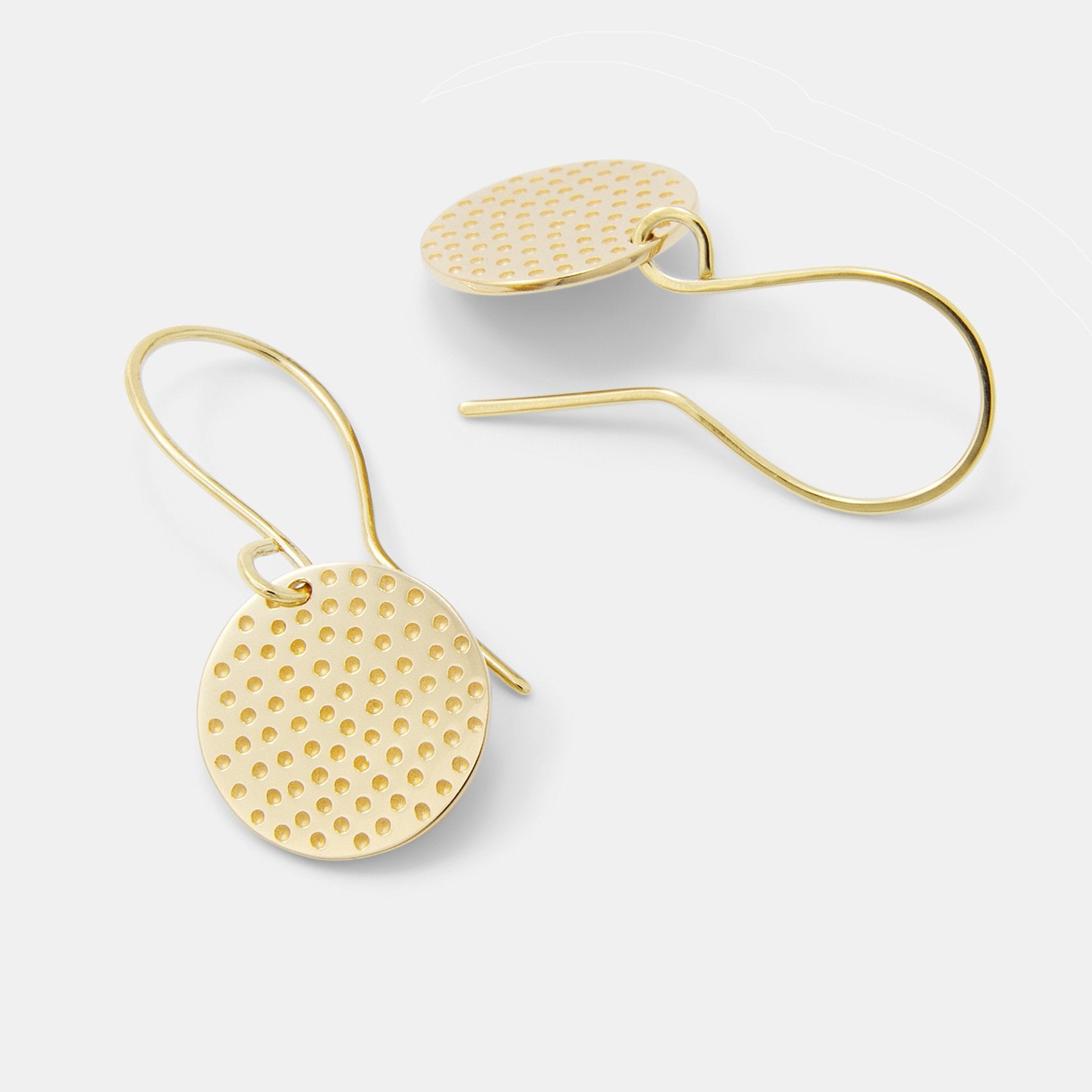 Dots texture solid gold drop earrings - Simone Walsh Jewellery Australia