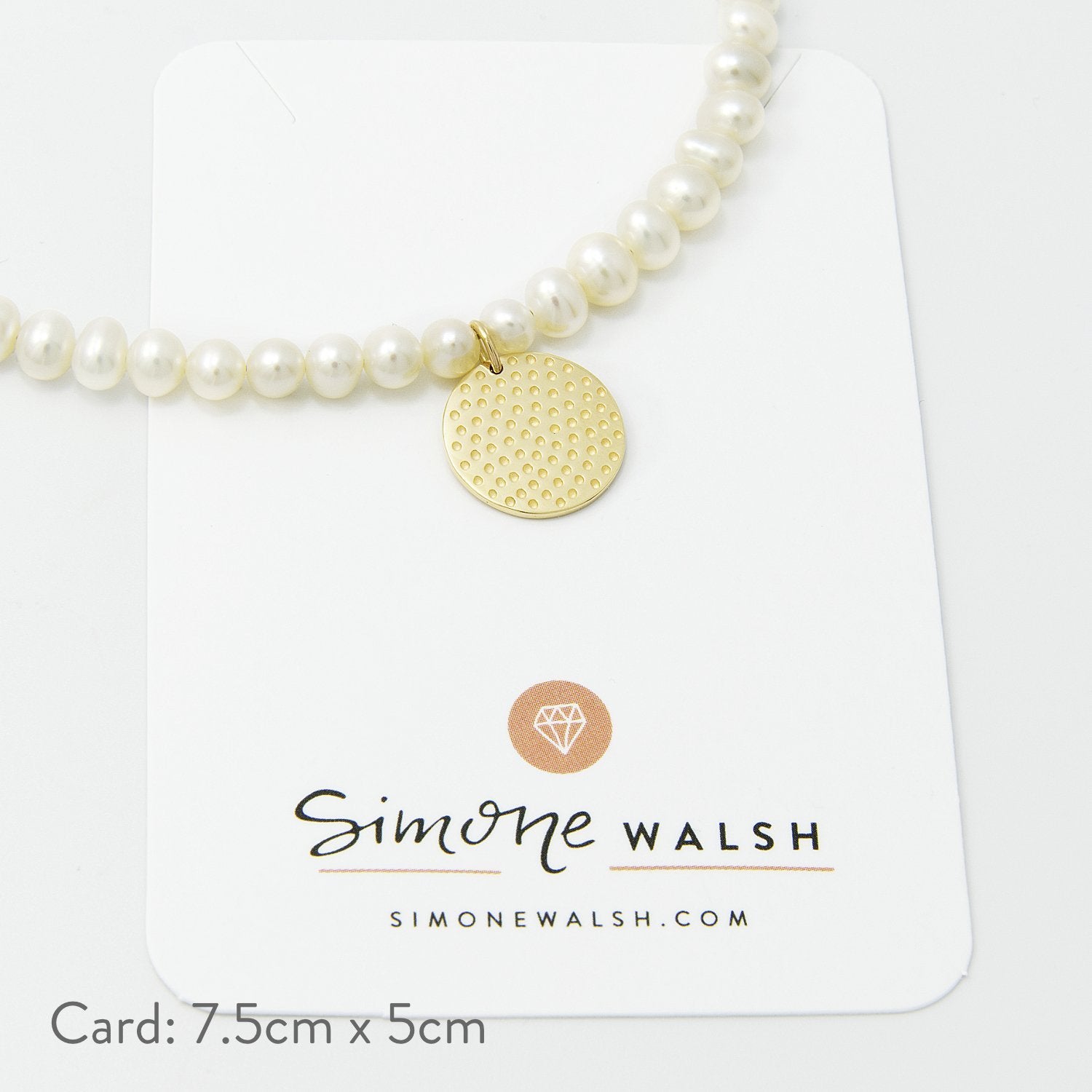 Dots texture solid gold pendant on pearls - Simone Walsh Jewellery Australia