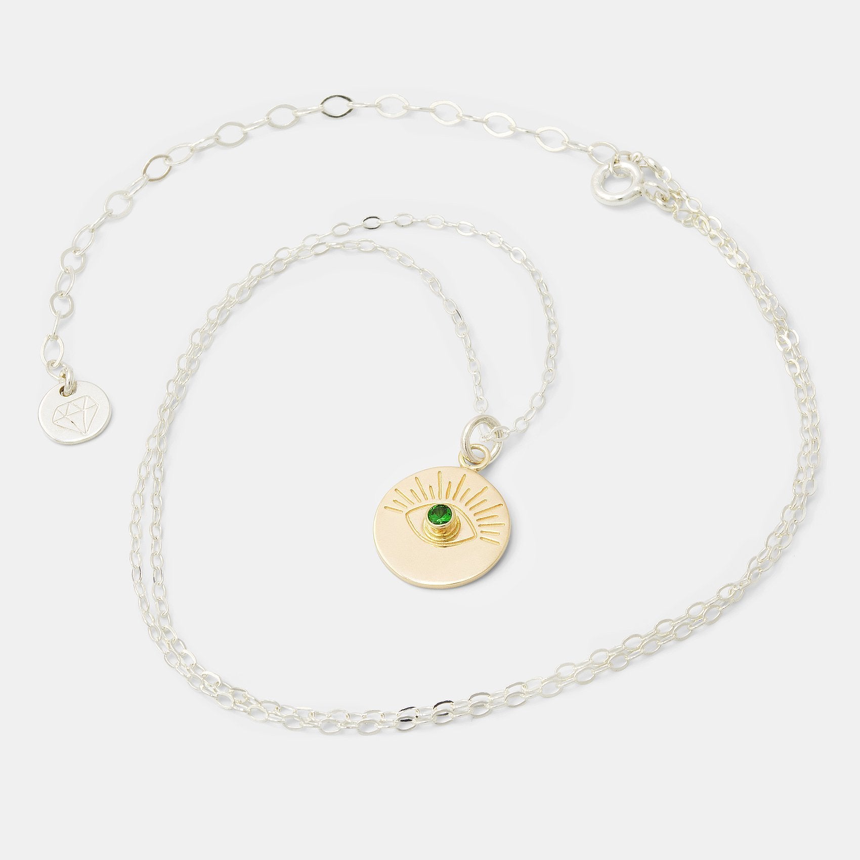 Eye & tsavorite solid gold amulet necklace - Simone Walsh Jewellery Australia