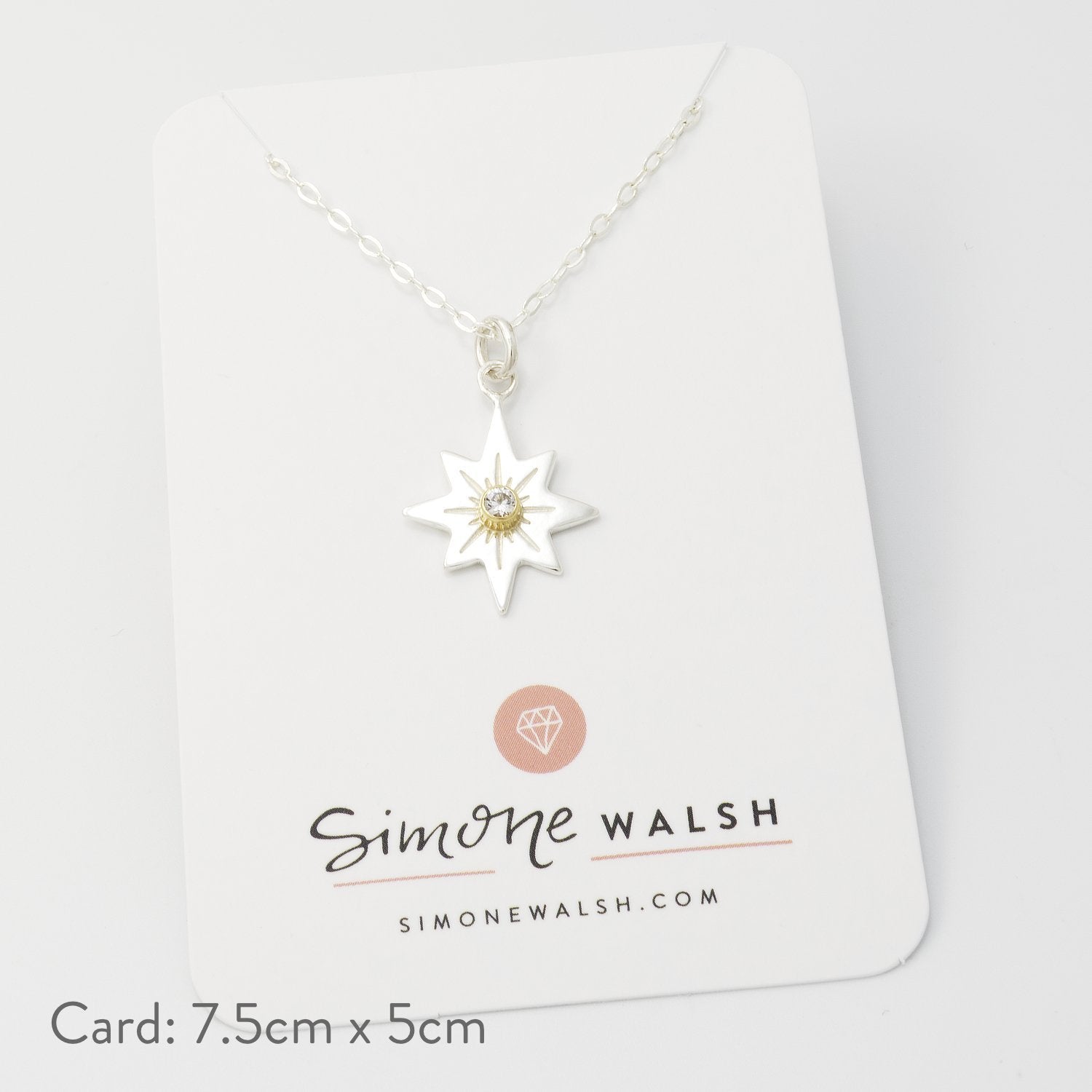 Guiding star & white sapphire necklace - Simone Walsh Jewellery Australia