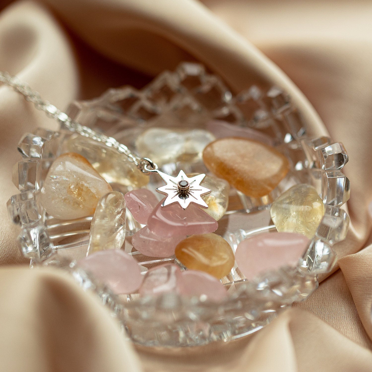 Guiding star & white sapphire pendant necklace - Simone Walsh Jewellery Australia