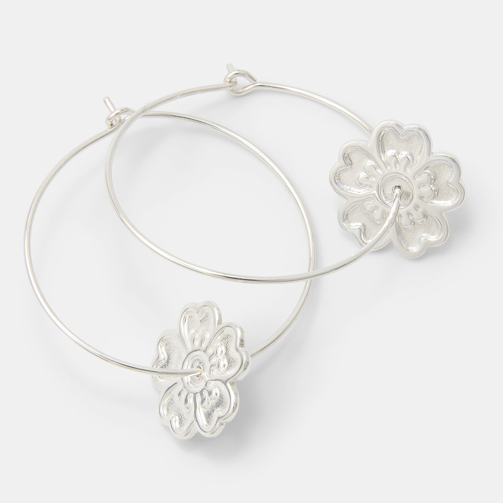 Guinea Flower Silver Hoop Earrings - Simone Walsh Jewellery Australia
