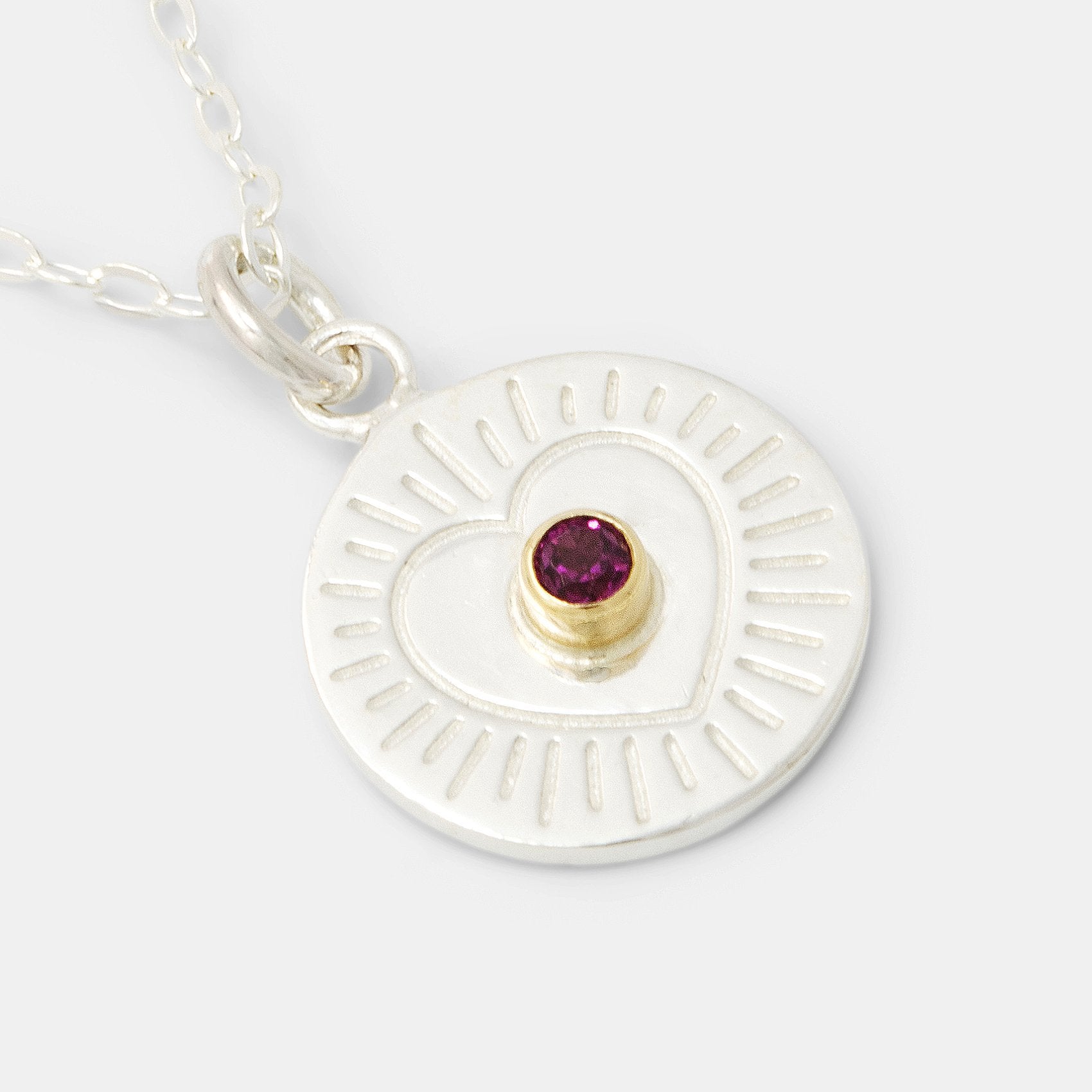 Heart & rose garnet amulet necklace - Simone Walsh Jewellery Australia