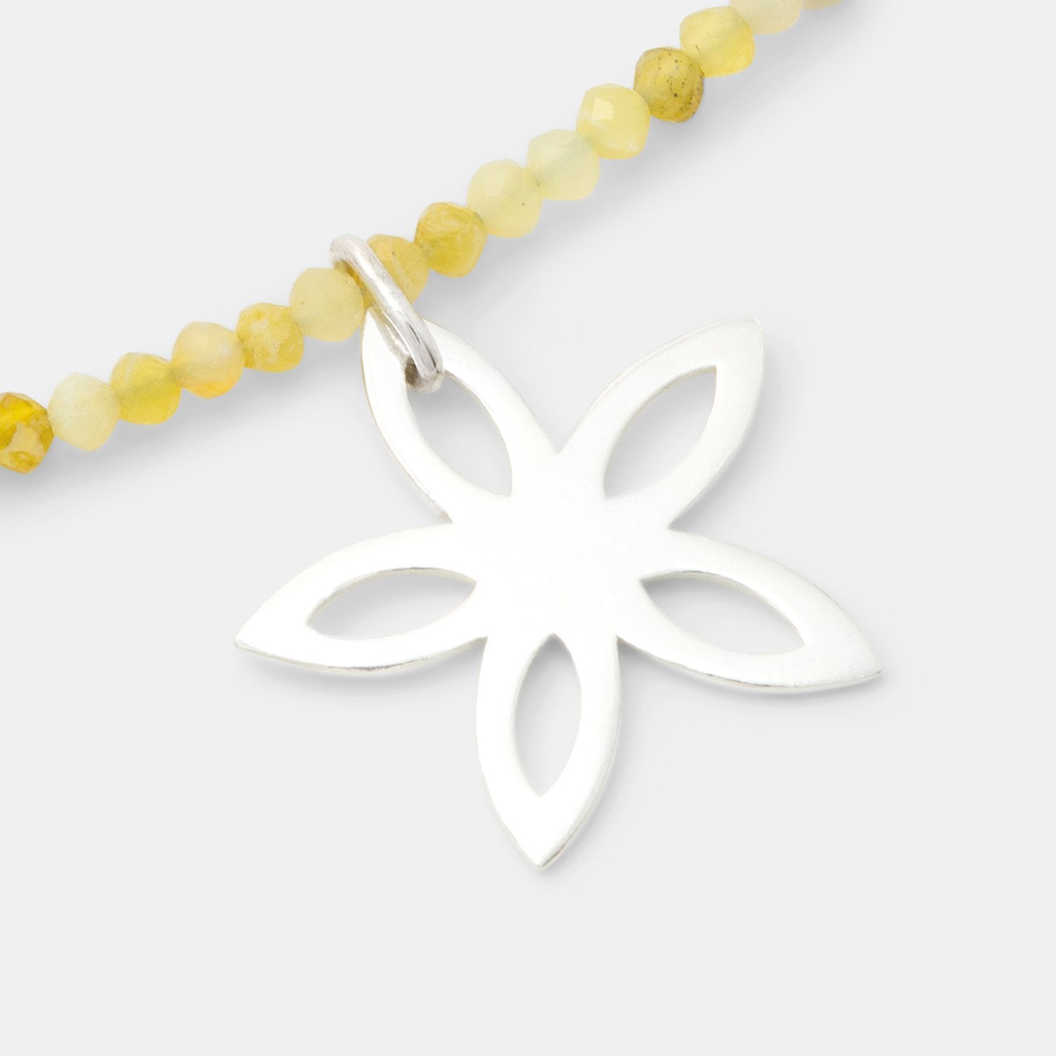 Jasmine on yellow opal necklace - Simone Walsh Jewellery Australia
