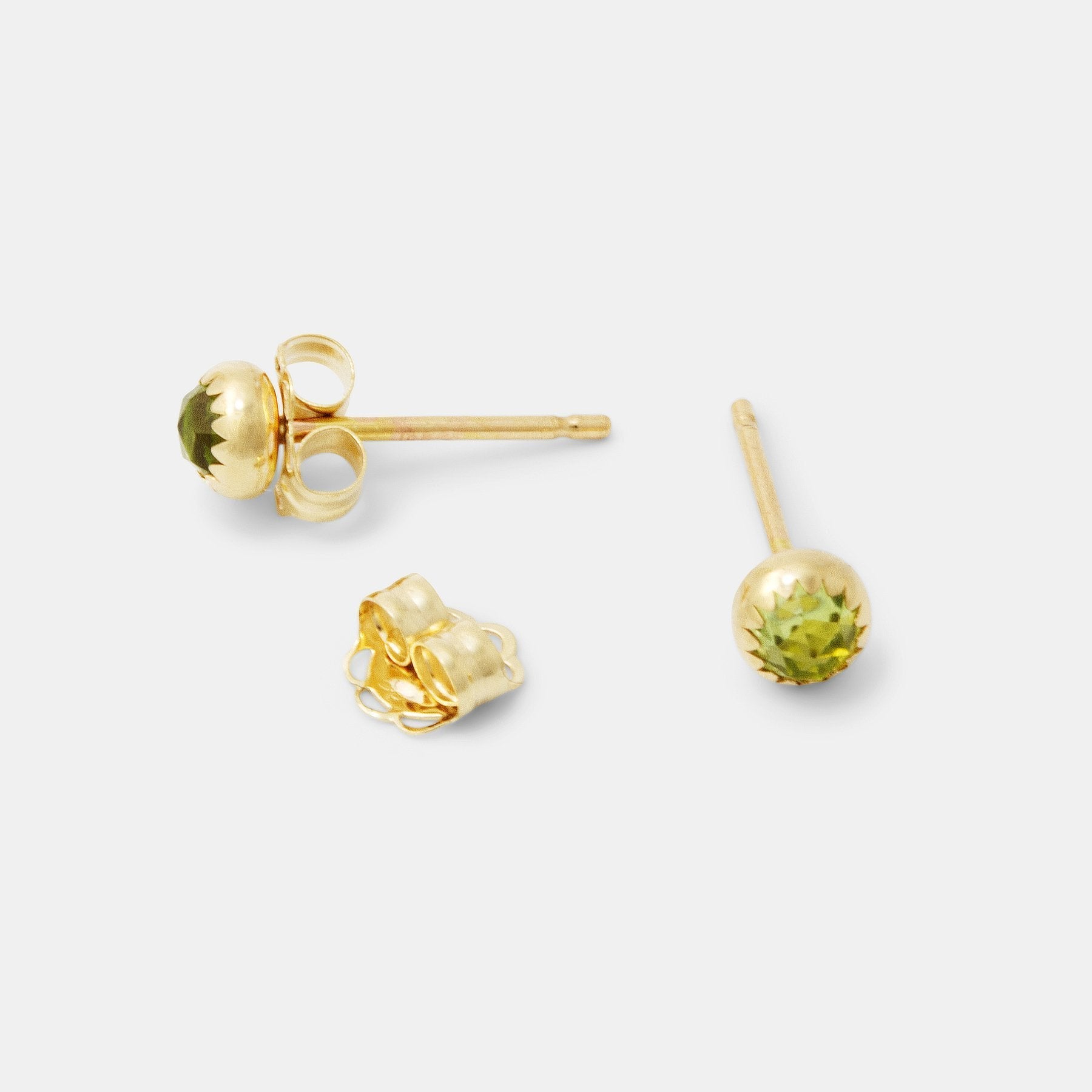 Peridot & solid gold stud earrings - Simone Walsh Jewellery Australia