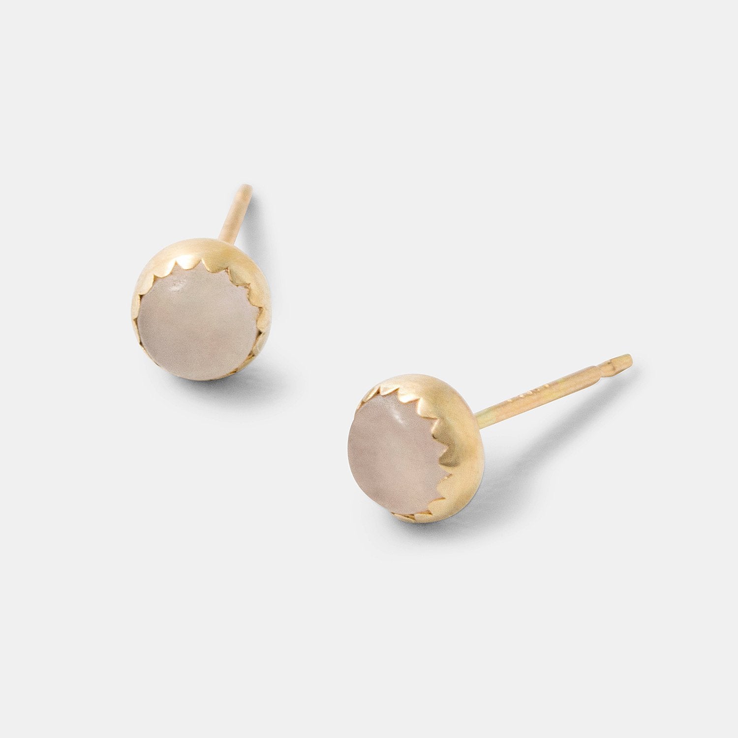 Rose quartz & solid gold stud earrings - Simone Walsh Jewellery Australia